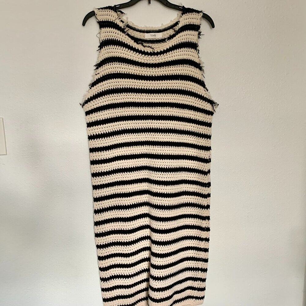 Isup Striped Midi Knit Dress
